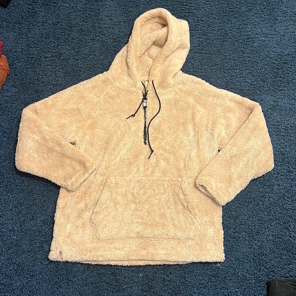 Fuzzy tan pullover from pink size medium